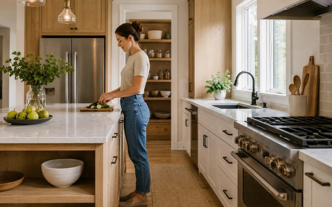 Medidas y ergonomía en la cocina: alturas, triángulo de trabajo y zonas